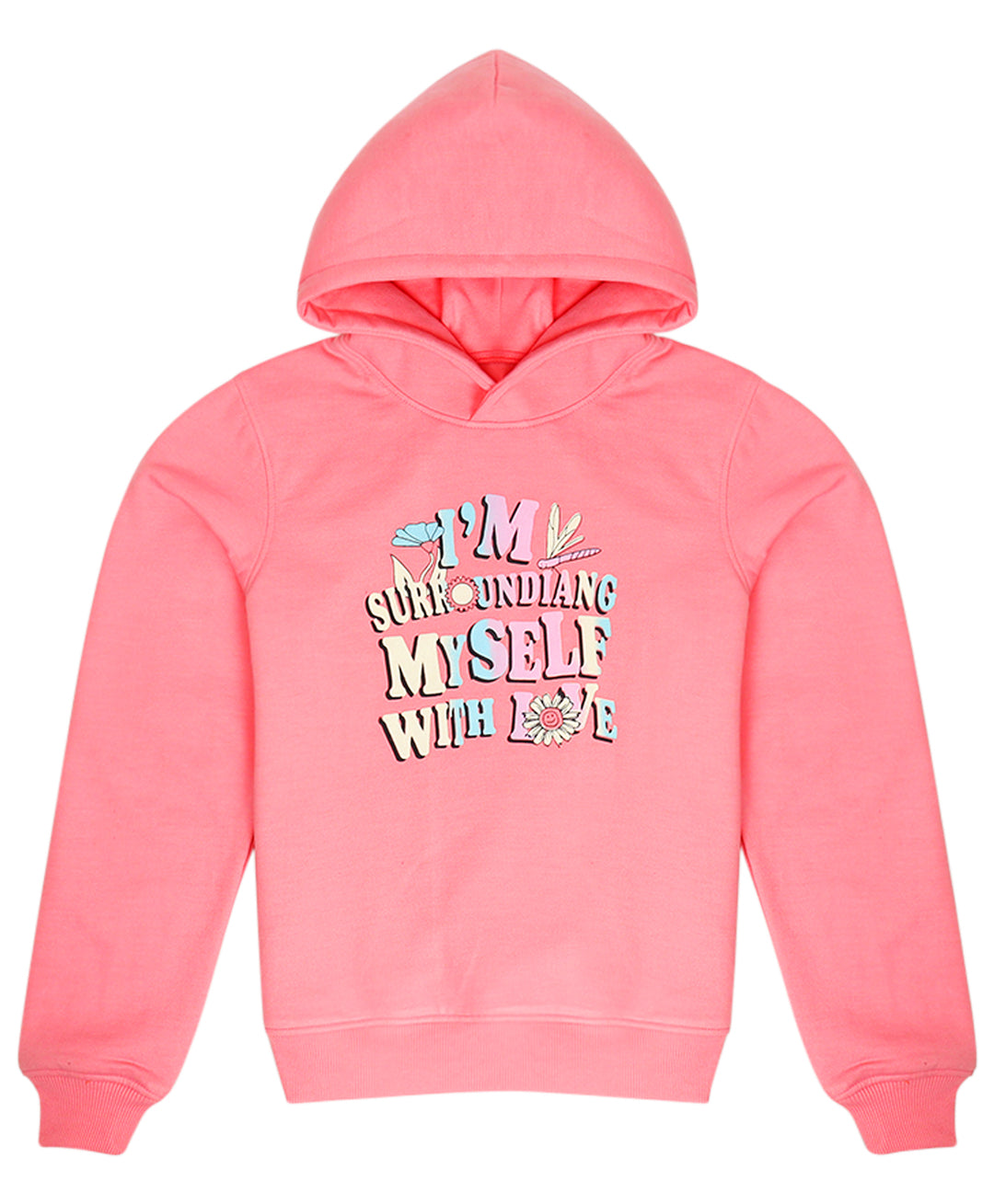 Pspeaches Girls Printed Hooded Sweatshirt (SW-PINK)