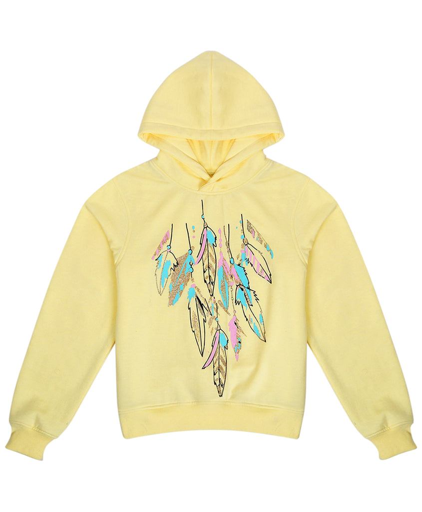Pspeaches Girls Printed Hooded Sweatshirt (SW-LEMON)