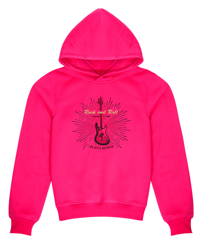 Pspeaches Girls Printed Hooded Sweatshirt (SW-MAGENTA)