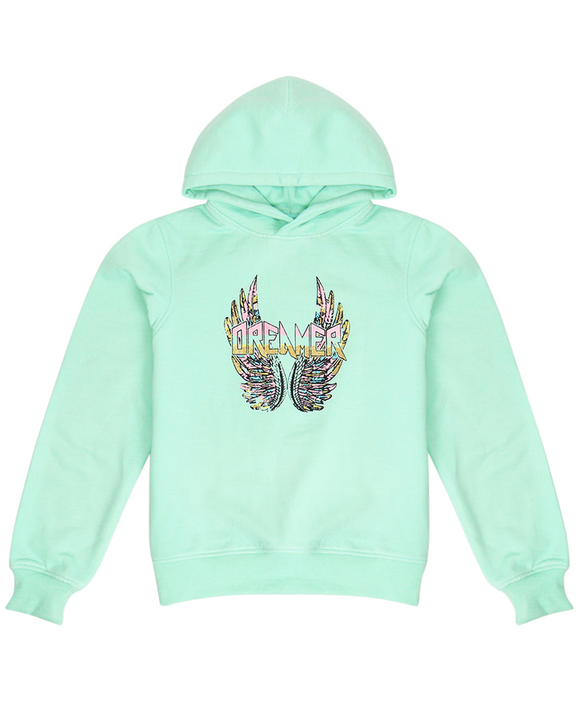 Pspeaches Girls Printed Hooded Sweatshirt (SW-GREEN)