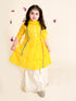Pspeaches Girls Yellow Leheriya Pure Cotton Kurta With Palazzos With Dupatta (KS-YELLOW LEHERIYA)