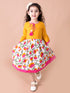 Pspeaches Yellow White Floral Tie-Up Neck Cotton Dress (IW-YELLOW FLORAL DRESS)