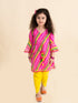 Pspeaches Girls Pink Printed Kurta With Dhoti Pants (DH-PINK LEHERIYA)