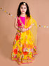 Pspeaches Girls Yellow Pink Embroidered Ready To Wear Lehenga Blouse With Dupatta (L-YELLOW FLORAL GGT)