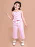 Pspeaches Girls Pink White Solid Co-Ords (S-PINK STRIPES)