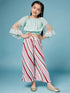 Girls Square Neck Top With Striped Palazzos (s-pleastripe)