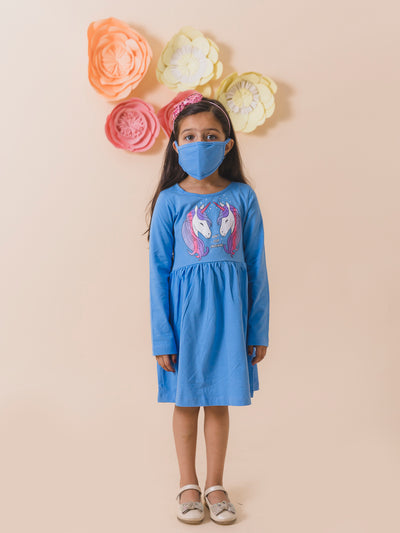 Blue Floral Dress (Hs-unidouble)