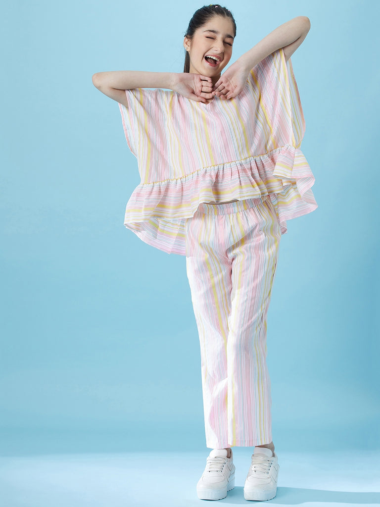 Girls Striped Top with Trousers (s-multilurex)