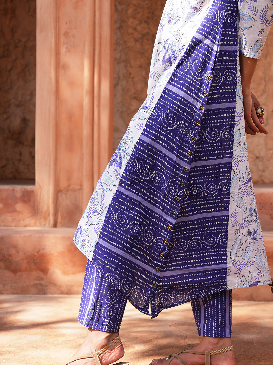 Blue And White Floral Cotton Kurta