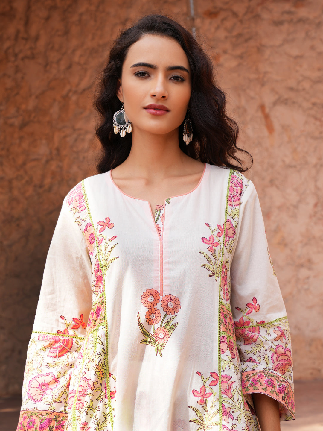 Ivory Bloom Lace Floral Cotton Kurta Set