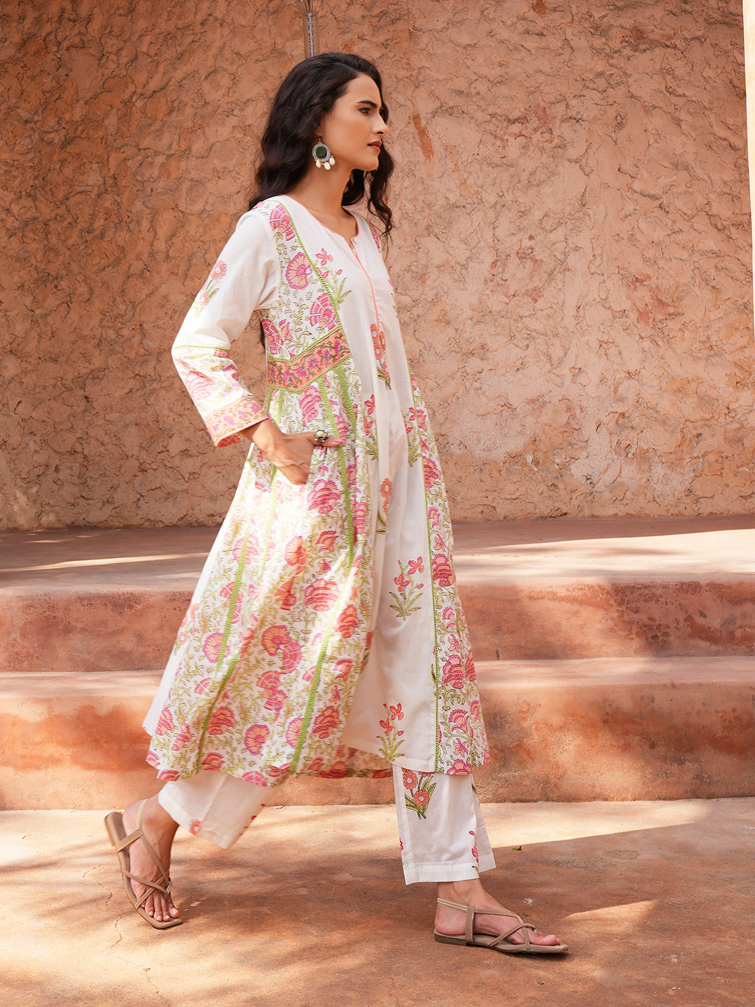 Ivory Bloom Lace Floral Cotton Kurta Set