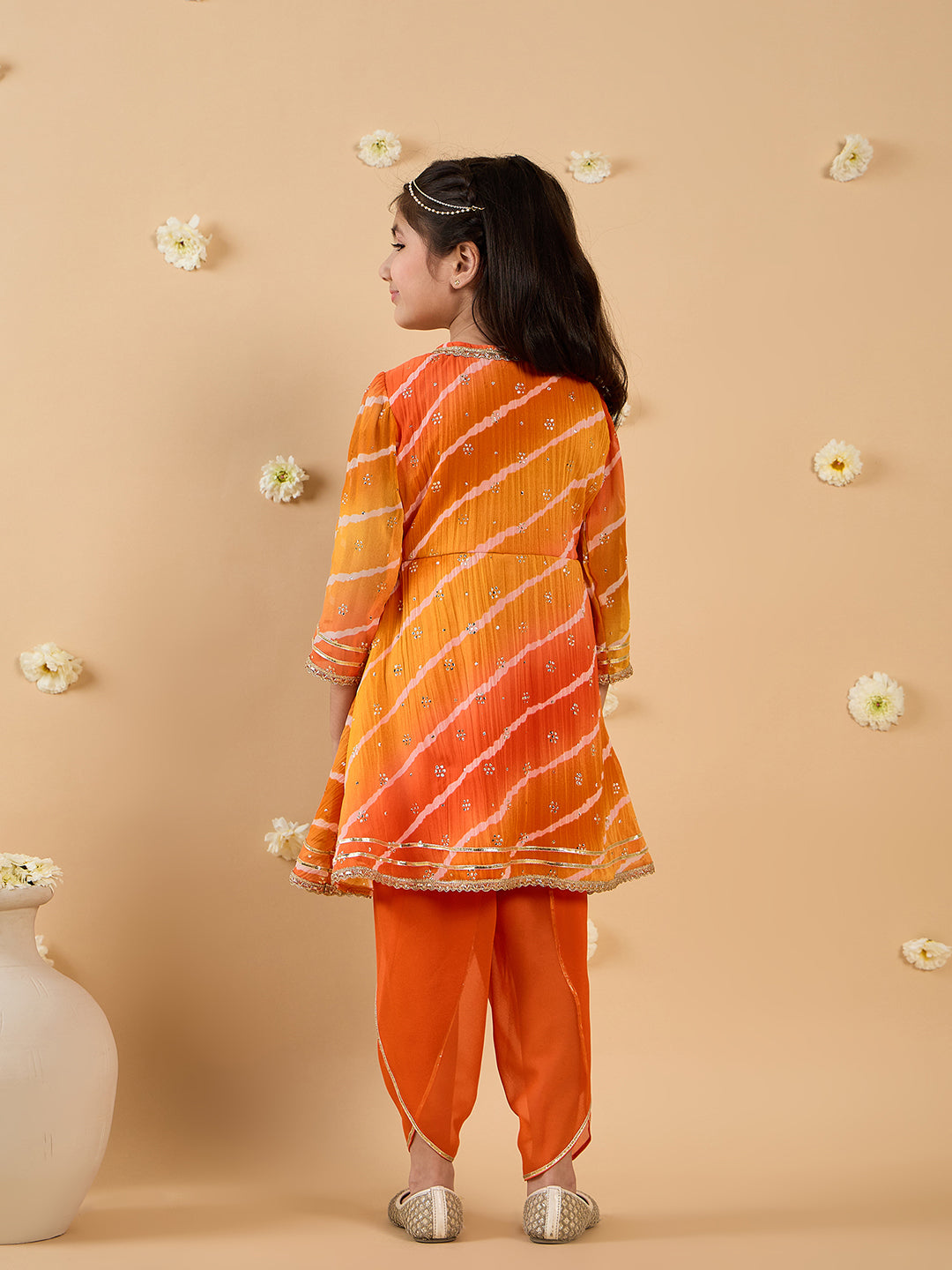 Pspeaches Girls Kurta & Dhoti with Dupatta Set
