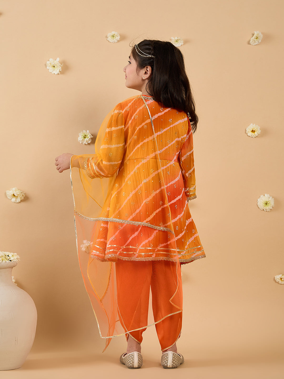 Pspeaches Girls Kurta & Dhoti with Dupatta Set