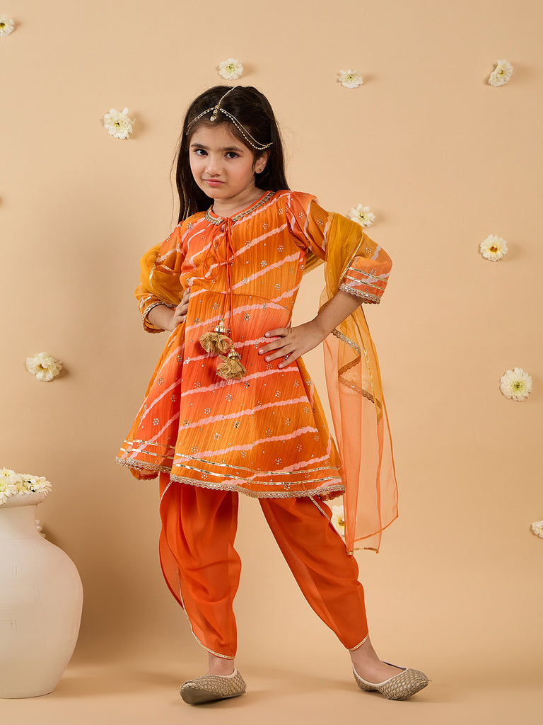 Pspeaches Girls Kurta & Dhoti with Dupatta Set