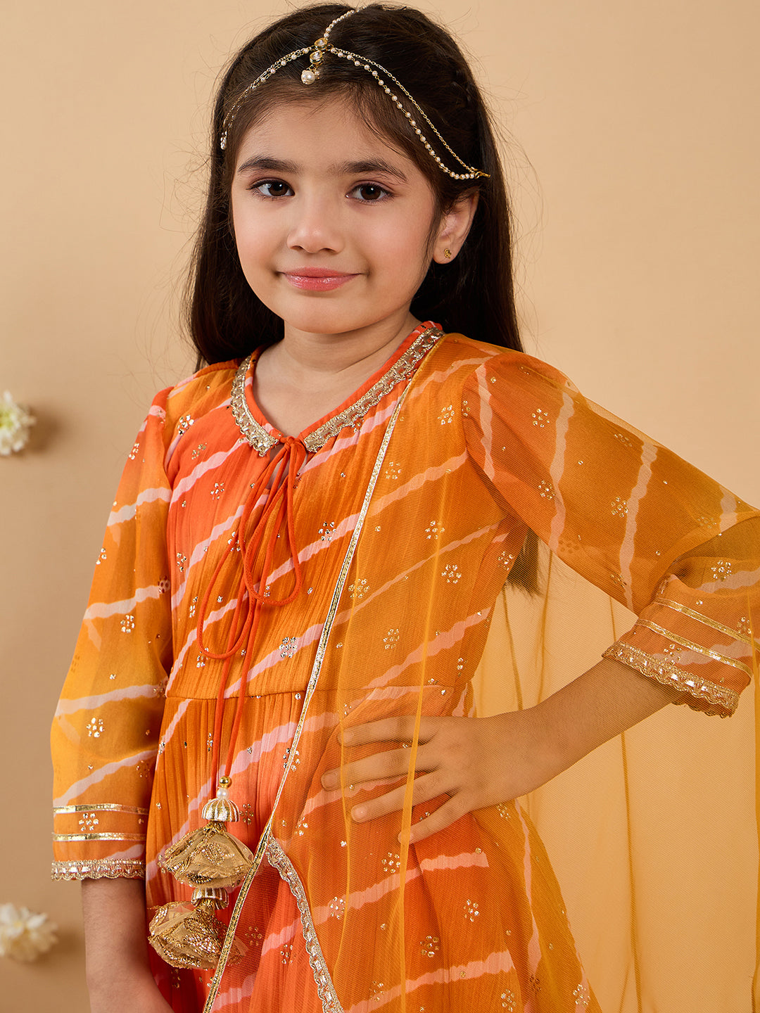Pspeaches Girls Kurta & Dhoti with Dupatta Set