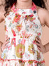 Off White & Red Floral Printed Chiffon Halter neck Sleeveless fit & flare Casual Wear Dress (d-floral offwhite)