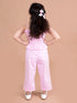 Pspeaches Girls Pink White Solid Co-Ords (S-PINK STRIPES)