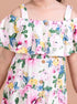Floral dress with flared sleeves Off-Shoulder Casual Wear Dress (d-floral multi)