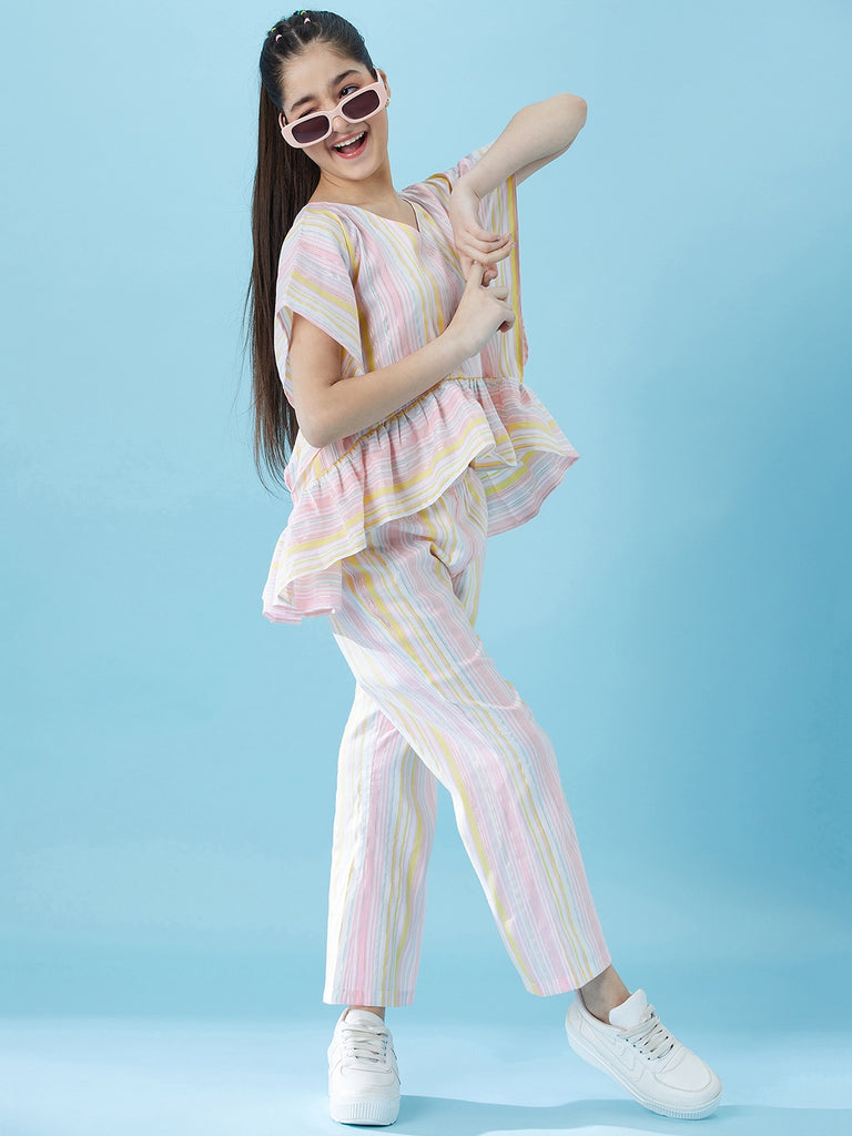 Girls Striped Top with Trousers (s-multilurex)