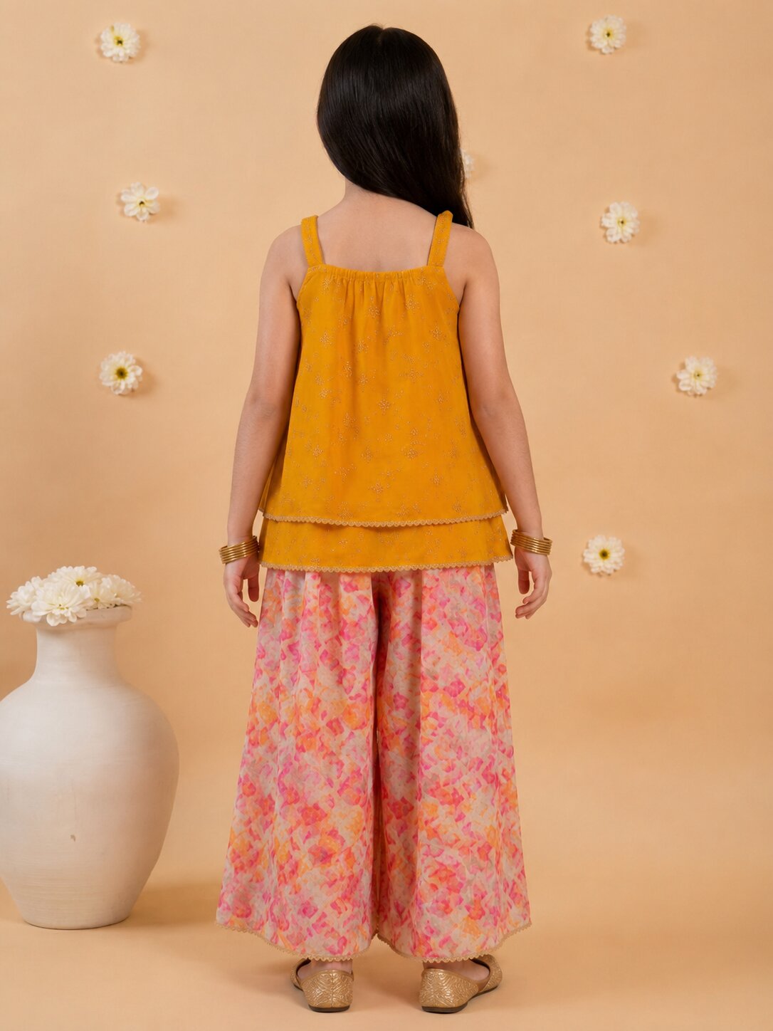 2-Piece Muslin Peplum Top & Lehenga Set (IW-MULTIORGANZA)