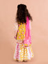 Pspeaches Girls Yellow Floral Printed Pure Cotton Kurti with Sharara & With Dupatta (SHA-Yellowpanel)