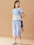 Girls Striped Top With Capris (s-blue)