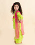 Pspeaches Girls Green Pink Bandhani Embroidered Pure Cotton Kurta With Sharara Dupatta (SHA-GREEN BANDHNI)