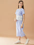 Girls Striped Top With Capris (s-blue)