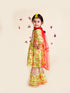 Pspeaches Girls Yellow Floral Printed Pleated Pure Cotton Kurta With Sharara With Dupatta (SHA-YELLOW RED FLORAL)