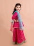 Pspeaches Girls Magenta Blue Printed Ready To Wear Lehenga Blouse With Dupatta (L-FOIL MAGENTA)