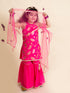 Pspeaches Girls Magenta Floral Printed Kurta With Sharara Dupatta (IW-MAGENTA FOIL)