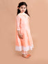 Pspeaches Girls Peach-Coloured Floral Printed Angrakha Pure Cotton Kurta With Trousers With Dupatta (KS-PEACHANGRA)