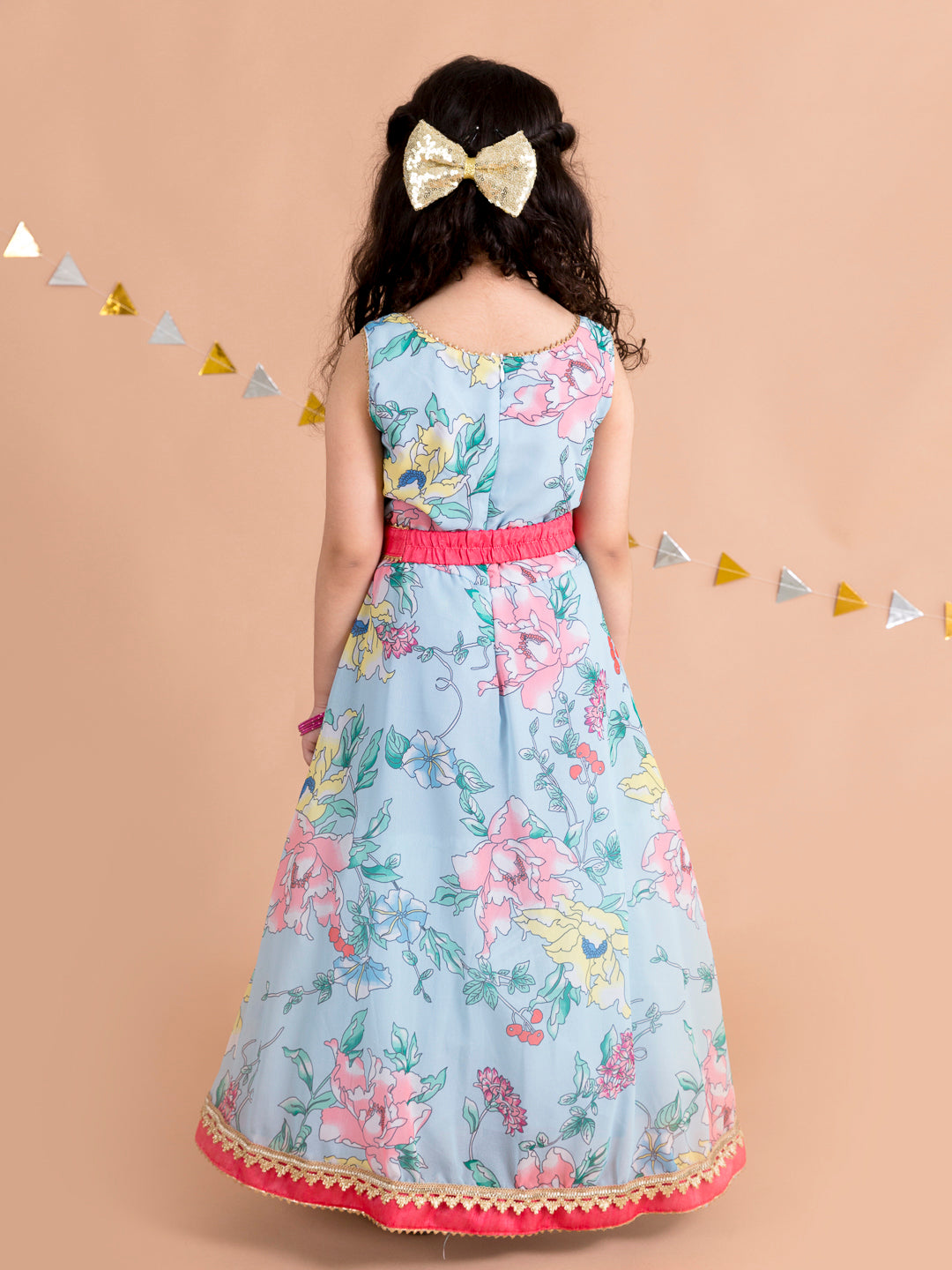 Pspeaches Floral Print A-Line Ethnic Dress (IW-Bluedigital)