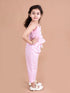 Pspeaches Girls Pink White Solid Co-Ords (S-PINK STRIPES)