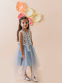 Blue Net Solid Maxi Dress (D-BLUELAY)