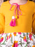 Pspeaches Yellow White Floral Tie-Up Neck Cotton Dress (IW-YELLOW FLORAL DRESS)