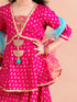 Pspeaches Girls Magenta Blue Printed Ready To Wear Lehenga Blouse With Dupatta (L-FOIL MAGENTA)
