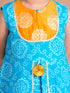 Pspeaches Girls Blue Bandhani Printed Panelled Gotta Patti Pure Cotton Kurti With Sharara With Dupatta (SHA-BLUE BANDHNI)