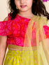 Girls Green & Pink Printed Ready to Wear Lehenga & Blouse With Dupatta (L-green foil)