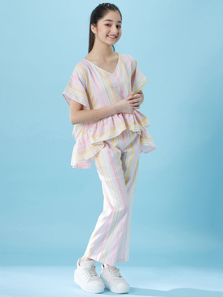 Girls Striped Top with Trousers (s-multilurex)