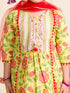 Pspeaches Girls Yellow Floral Printed Pleated Pure Cotton Kurta With Sharara With Dupatta (SHA-YELLOW RED FLORAL)