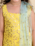 Pspeaches Girls Yellow Embroidered Kurti With Sharara With Dupatta (IW-YELLOW FOIL GGT)