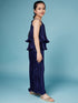 Girls Self Design Sleeveless Top with Palazzos (s-navypleat)