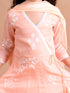 Pspeaches Girls Peach-Coloured Floral Printed Angrakha Pure Cotton Kurta With Trousers With Dupatta (KS-PEACHANGRA)