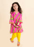 Pspeaches Girls Pink Printed Kurta With Dhoti Pants (DH-PINK LEHERIYA)