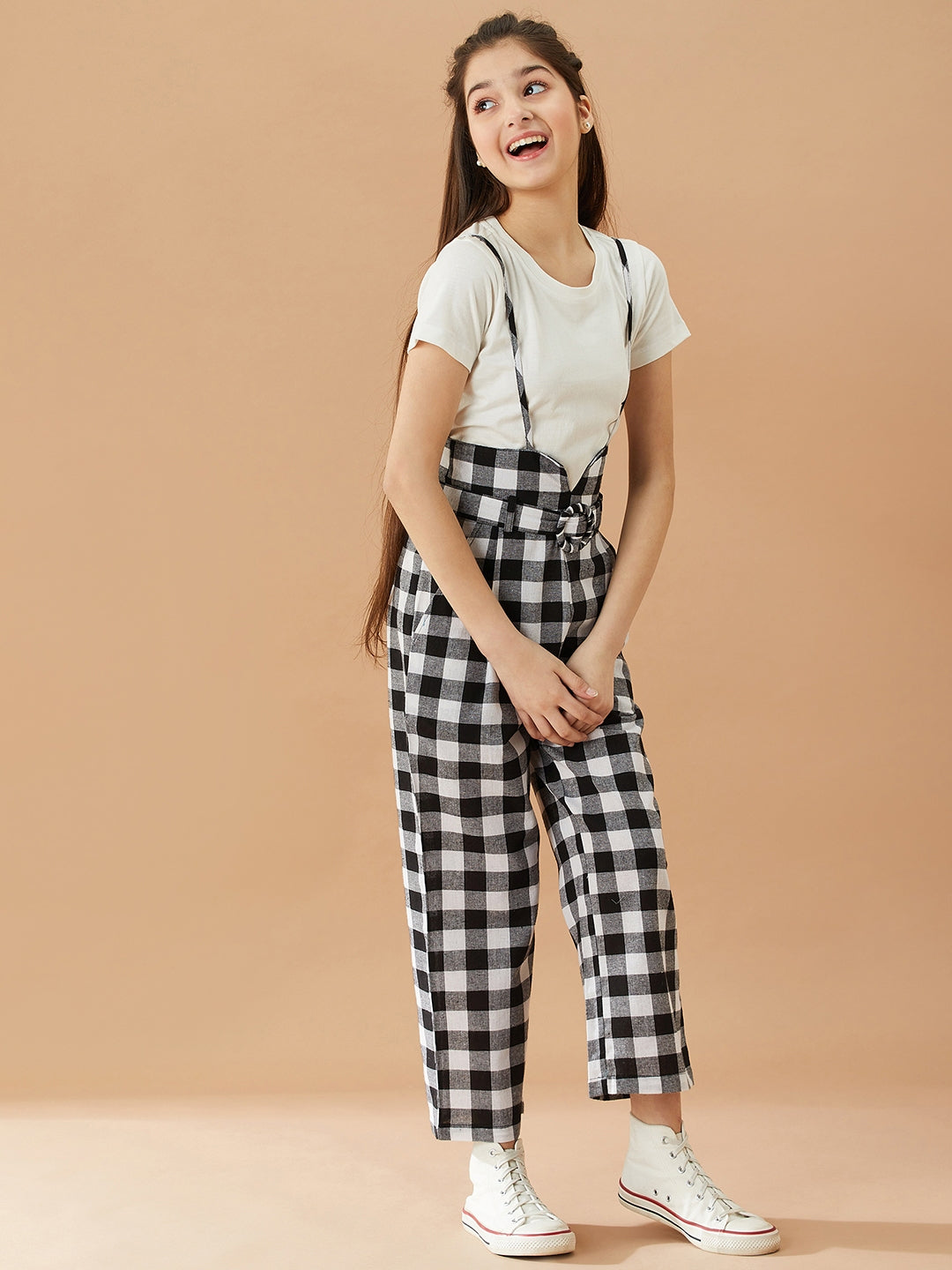 Girls T-Shirt With Trousers (s-blackcheck)