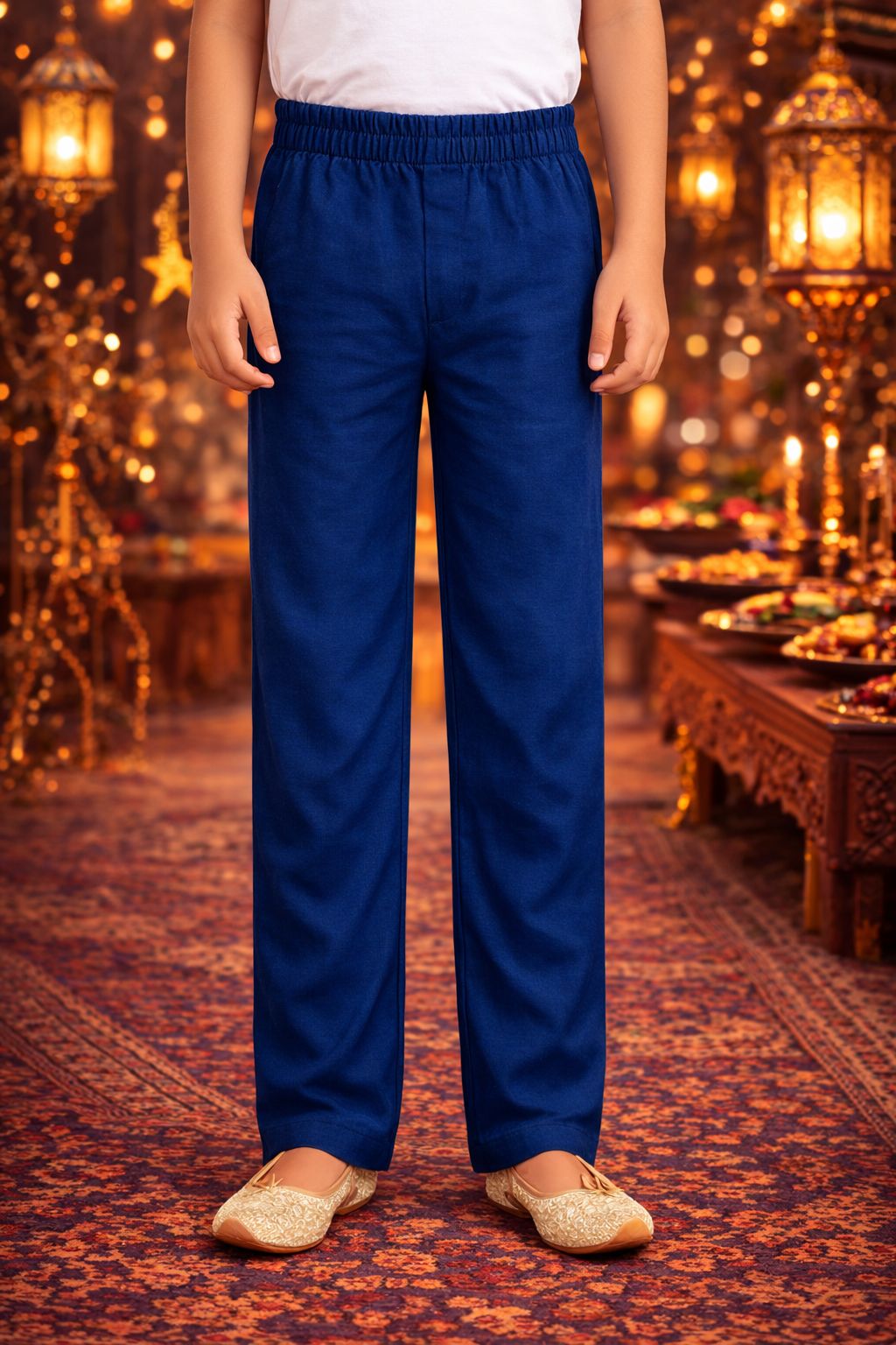 Pspeaches Boys Blue Ethnic Motif Cotton Straight Fit Kurta With Pyjama & Jacket ( Sku-Kp-Bluevich )