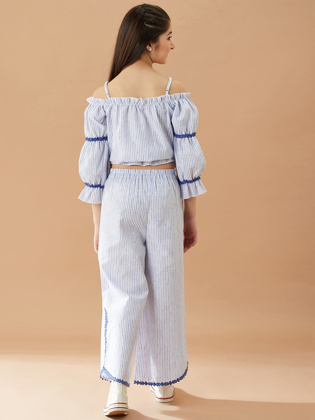 Girls Striped Top with Trousers (s-laceblue)