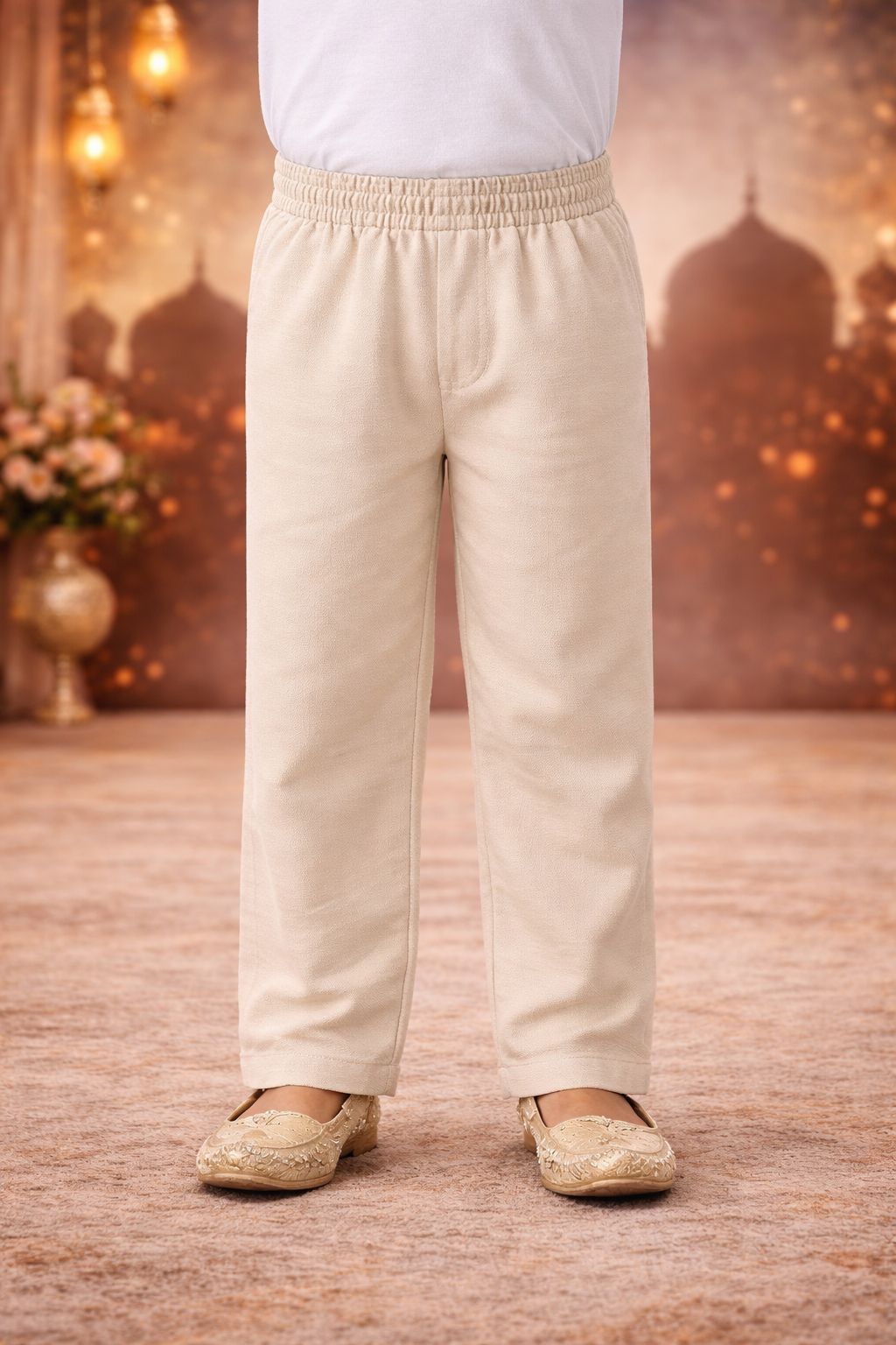 Pspeaches Boys Green & Beige Ethnic Printed Bamboo silk Straight Fit Kurta With Pyjama & Jacket ( Sku-Kp-Beigebamboo )