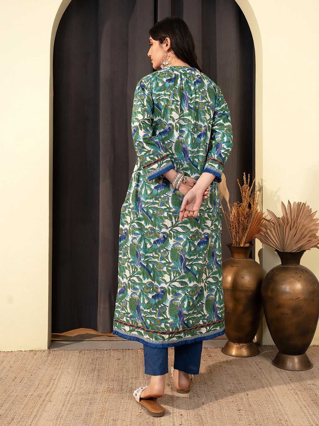Blue Forest Bloom Kurta Set